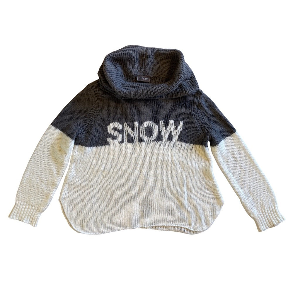 Wooden Ships SNOW Cowl Neck Knit Sweater Gray White Mohair Wool XS‎ Oversized